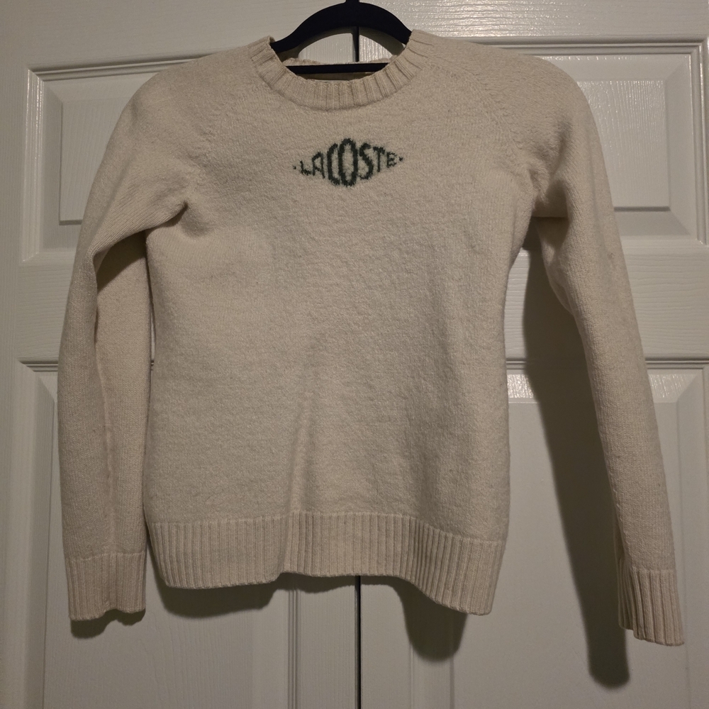 Vintage Lacoste Women's Cream Sweater